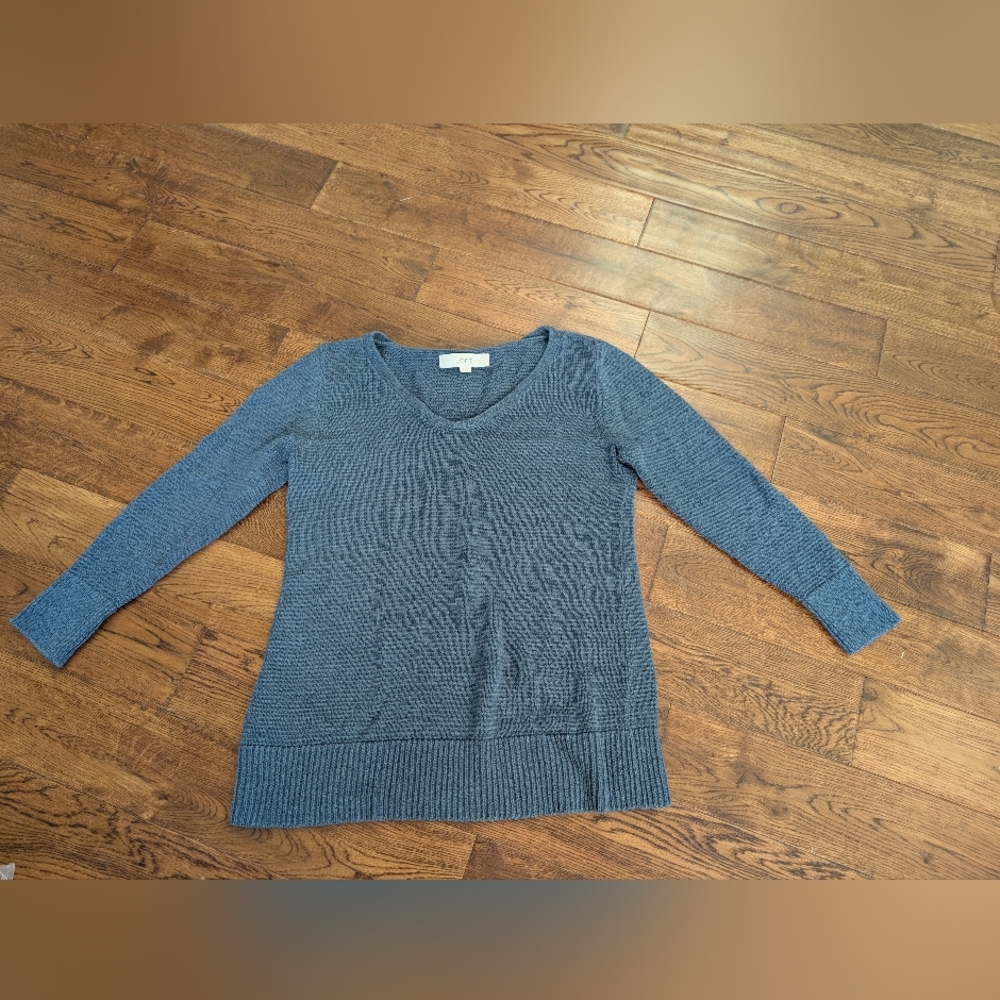 EUC LOFT Ladies Knit Blue Sweater Scoop Neck Size XS - Picture 1 of 6